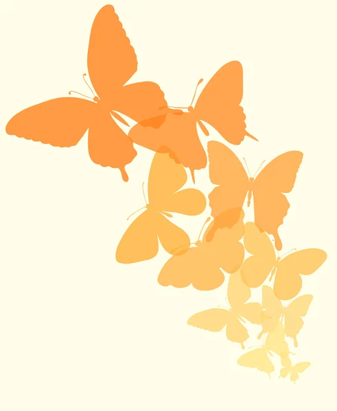 Fondo con un borde de mariposas volando. — Vector de stock