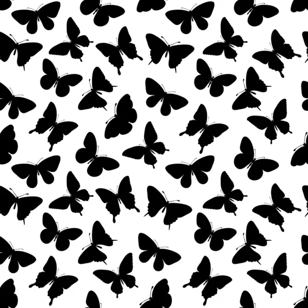 Beautiful seamless background with butterflies silhouettes. — Stock Vector