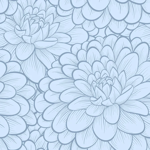 Bello sfondo. fiori blu. Linee e tratti di contorno disegnati a mano . — Vettoriale Stock