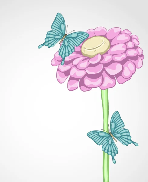 Achtergrond met bloem en vlinders — Stockvector