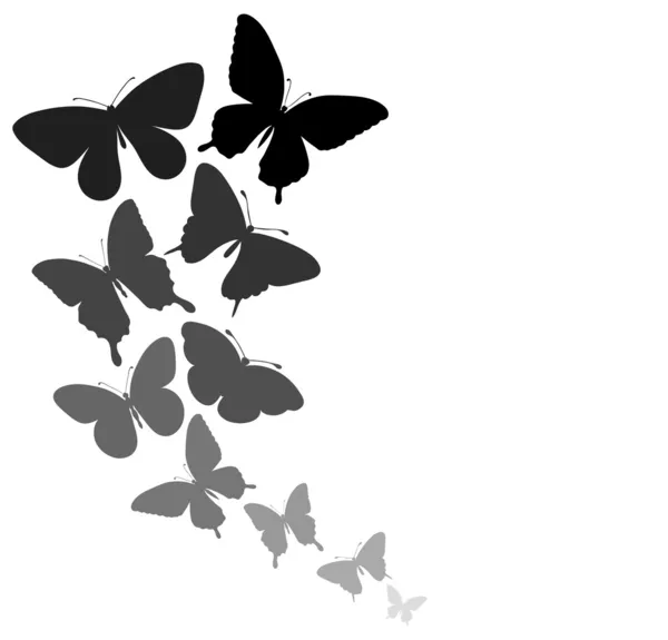 Fondo con un borde de mariposas volando — Vector de stock