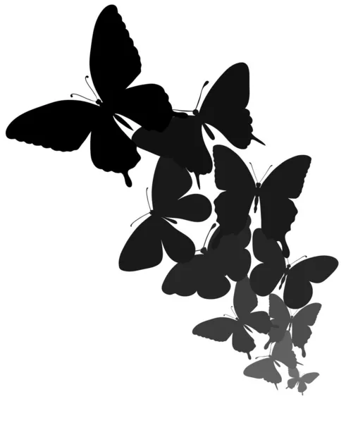 Fondo con un borde de mariposas volando — Vector de stock