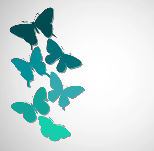 Bakgrund med en gräns av fjärilar flyger. — Stock vektor