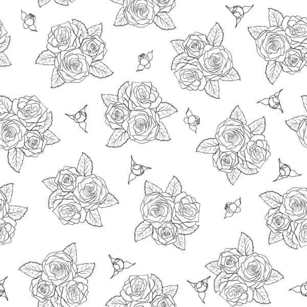 Beautiful bouquets of roses Seamless pattern. — Stock Vector