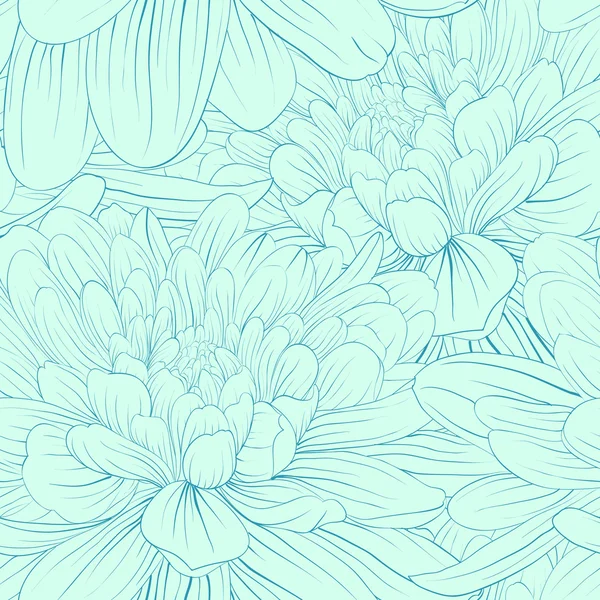 青いダリアの花を持つ美しいシームレスなパターン. — ストックベクタ