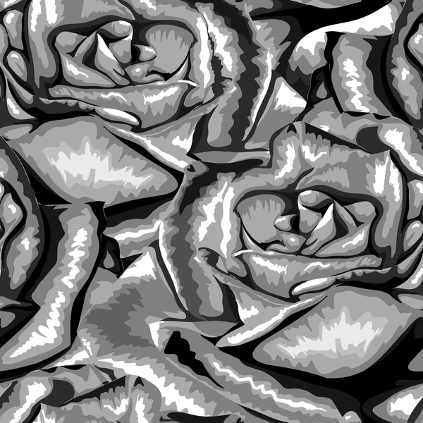 Hermoso fondo monocromo, blanco y negro sin costuras con rosas . — Archivo Imágenes Vectoriales