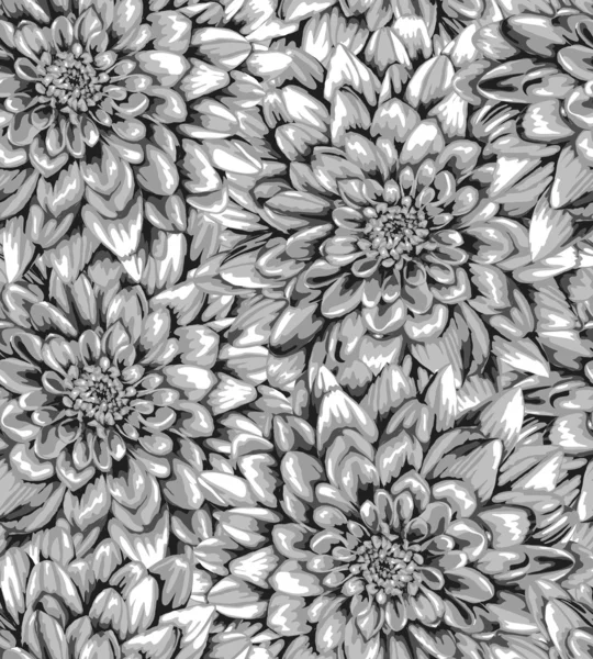 Vackra enfärgade, svarta och vita lodräta sömlös bakgrund med dahlia. — Stock vektor