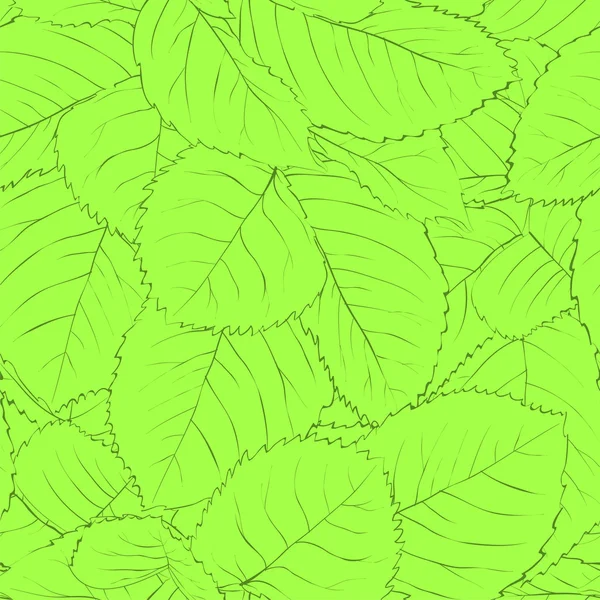 Mooie naadloze achtergrond met groene bladeren — Stockvector
