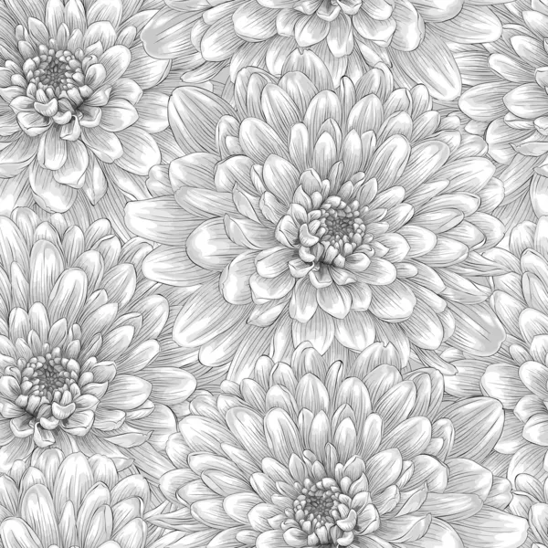 Beau fond monochrome, noir et blanc sans couture avec dahlia . — Image vectorielle