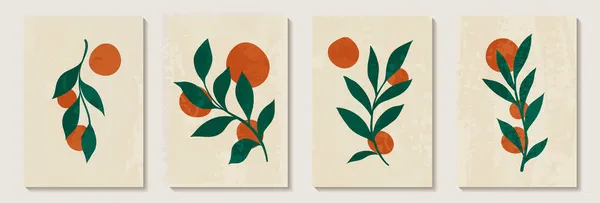 Yaratıcı Minimalist Yapımı Portakal Lekesi Çizimi Scribble Çiçek Bitkileriyle Soyut — Stok Vektör