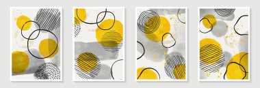 Yaratıcı minimalist el yapımı, suluboya lekeli ve el çizimi karalama çemberli soyut sanat arkaplanı. Duvar dekorasyonu, kartpostal, poster veya broşür için tasarım.