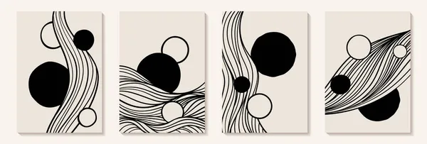 Креативний Мінімалістичний Ручний Розпис Абстрактний Художній Фон Чорно Білою Рукою — стоковий вектор