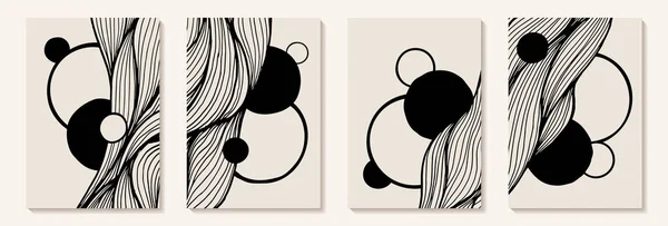 Kreativní Minimalistický Ručně Malované Abstraktní Umělecké Pozadí Černobílou Ručně Kreslené — Stockový vektor