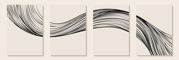 Templat Desain Abstrak Modern Dengan Gelombang Seni Abstrak Linear Latar Stok Vektor Bebas Royalti