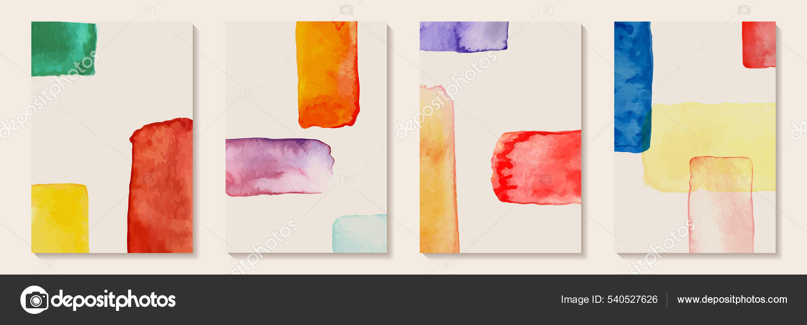 Creative Minimalist Hand Painted Abstract Art Background Brush Stroke Watercolor Stock Vector