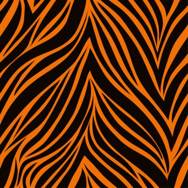 Seamless pattern. Texture of tiger skin. Africa orange and blacklinear background. Animal seamless pattern. Abstract art background vector.