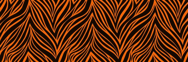 Seamless Pattern Texture Tiger Skin Africa Orange Blacklinear Background Animal — Stock Vector