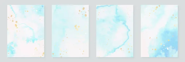 Taches Abstraites Cercle Aquarelle Nue Trait Pinceau Aquarelle Bleu Blanc — Image vectorielle