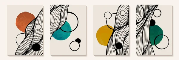 Fond Art Abstrait Minimaliste Créatif Avec Cercle Tache Aquarelle Forme — Image vectorielle