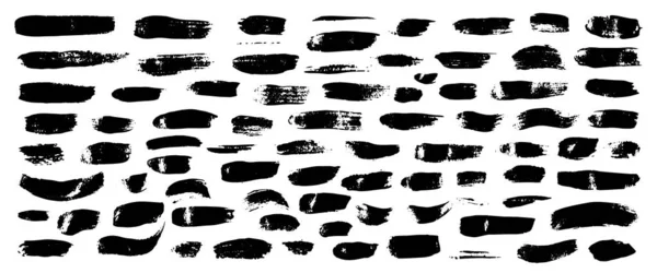 Set Grunge Paint Ink Brush Strokes Brush Collection Isolated White — Stock Vector