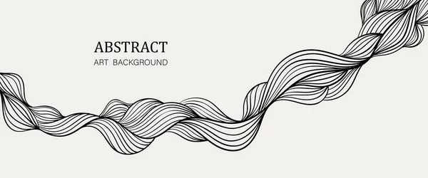 Modern Abstract Background Banner Linear Abstract Art Wave Black Whie — Stockvektor