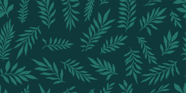 Yaprak dalları ve El Karalamalı Yazı Bitkileri afişi. Kusursuz desen. Yaratıcı minimalist, soyut sanat geçmişi. Duvar dekorasyonu, kartpostal, poster ya da broşür tasarla