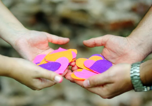 Hands with hearts — Stock Photo, Image