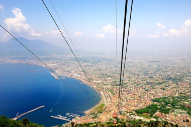 Napoli Körfezi manzarasına faito teleferik dan