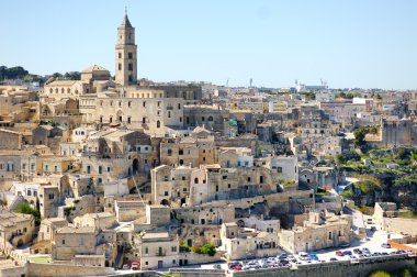 Matera antik kentin panoramik görünümü, İtalya