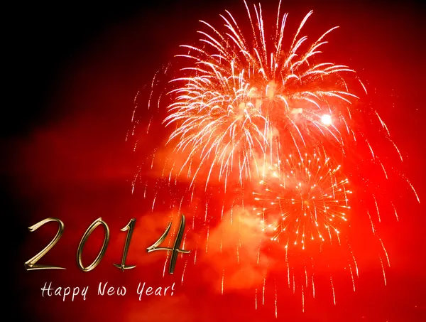 Mutlu yeni yıl 2014 - gece havai fişek — Stok fotoğraf