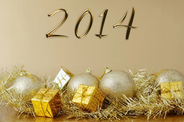 Feliz año nuevo 2014 - Decoración de Navidad — Foto de Stock