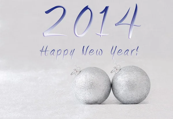 Gott nytt år 2014 - julgran bollar — Stockfoto