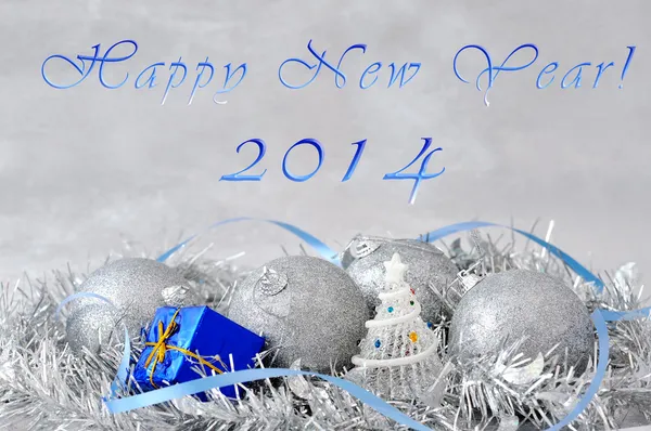 Feliz año nuevo 2014 - Decoración de Navidad — Foto de Stock