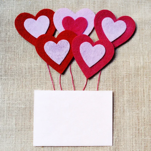 Scheda vuota San Valentino con cuori rossi — Zdjęcie stockowe