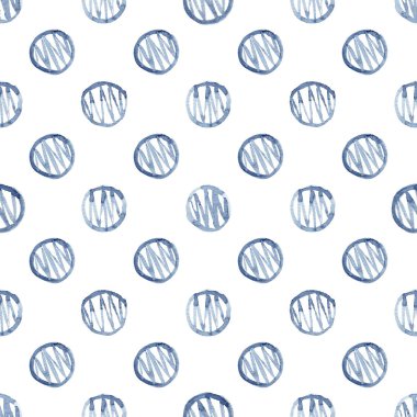 Suluboya kusursuz desenli soyut arkaplan. Elle boyanmış çivit çizimi.