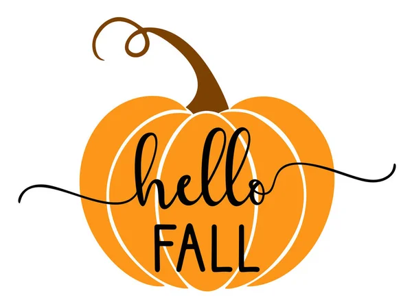 Vector Autumn Quote Hello Fall Autumn Pumpkin Isolated White Background — Vetor de Stock