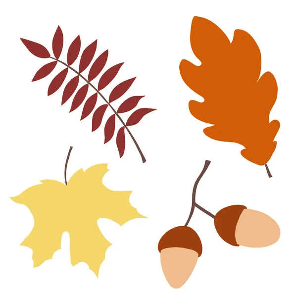 Automn Leaf Vector Icon Illustration Fall Halloween Thanksgiving Illustration Flat — Stok Vektör