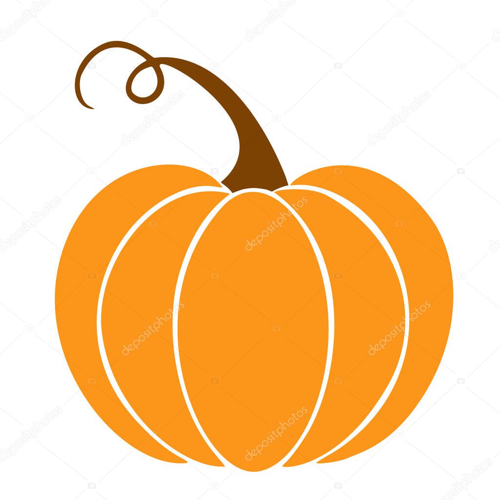 Pumpkin icon. Vector. Autumn Halloween or Thanksgiving pumpkin symbol in flat design, simple, outline. Squash silhouette isolated on white background. Illustration.