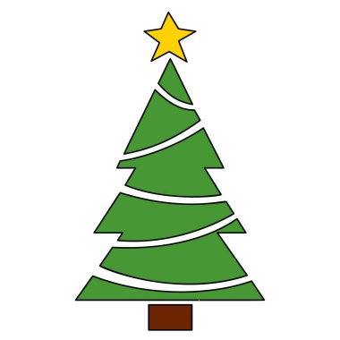 Vektör Noel ağacı, tebrik kartları için çam, davetiyeler, afişler, internet. Yılbaşı ve Xmas geleneksel sembol ağacı. Kış tatili Simge koleksiyonu.