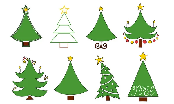 Conjunto Árbol Navidad Vectorial Pinos Para Tarjetas Felicitación Invitaciones Banners — Archivo Imágenes Vectoriales