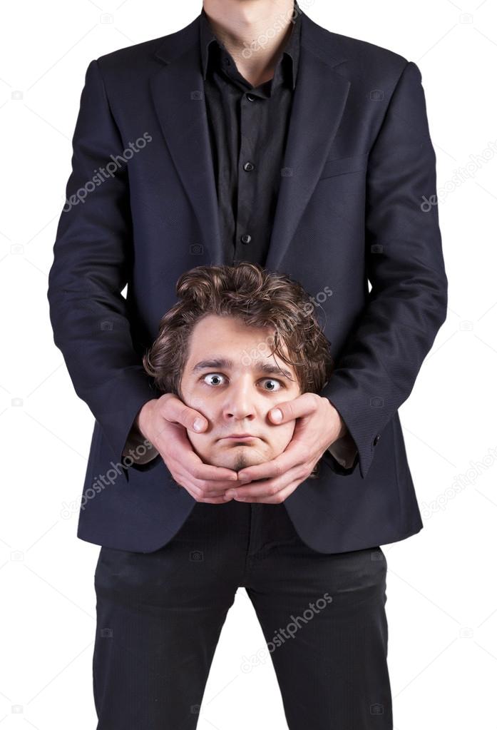 Business man holding his head