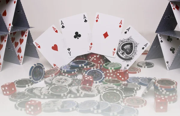Outstretched cards with chips — Stock Photo, Image