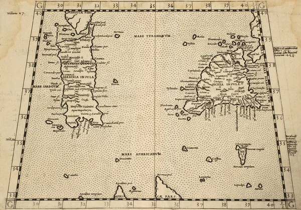 Sicily and Sardinia old map