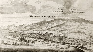 Messina ve etna eski harita