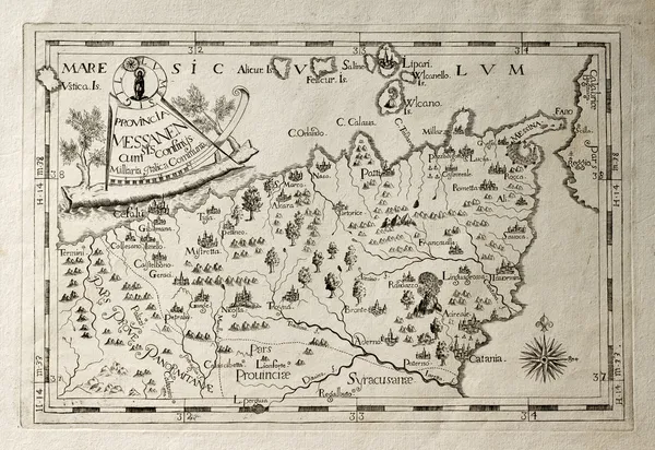 Mapa prowincji Kapucynów Messina — Zdjęcie stockowe