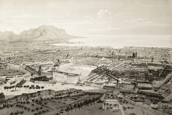 Palermo, vista antiga perspectiva — Fotografia de Stock