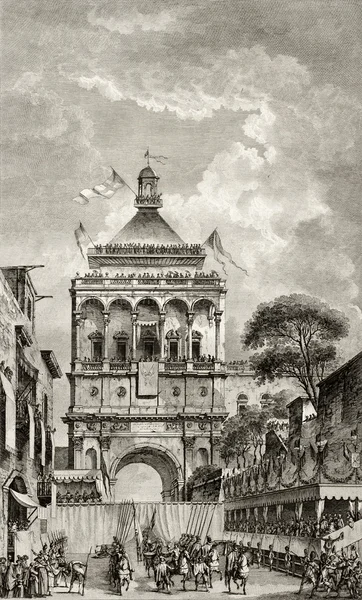 Palermo, Włochy, porta nuova antyczne ilustracja — Zdjęcie stockowe