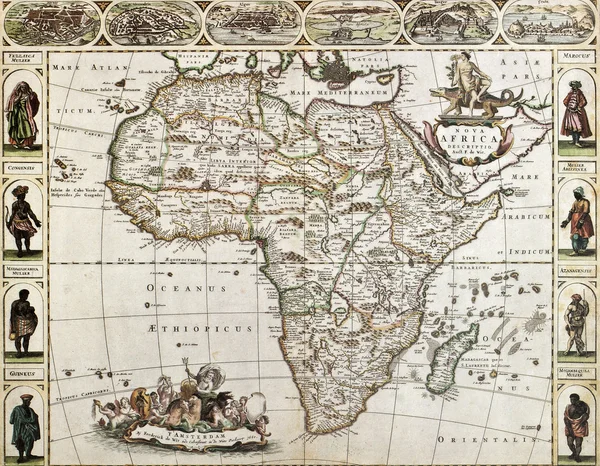 Africa vecchia mappa — Foto Stock