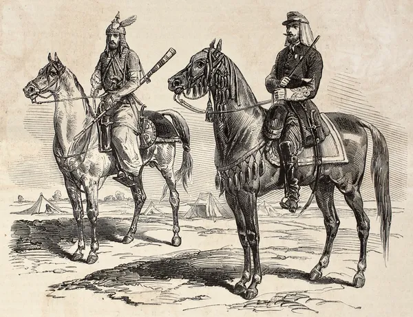 Frans officier en Perzische cavalier — Stockfoto