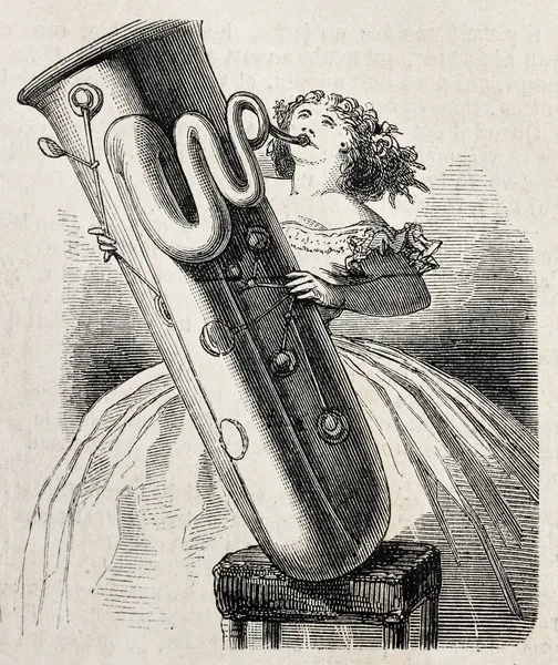 금관 악기를 재생 하는 여자 — 스톡 사진